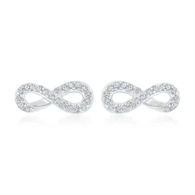 1/15ctw Diamond Sterling Silver Infinity Stud Earrings