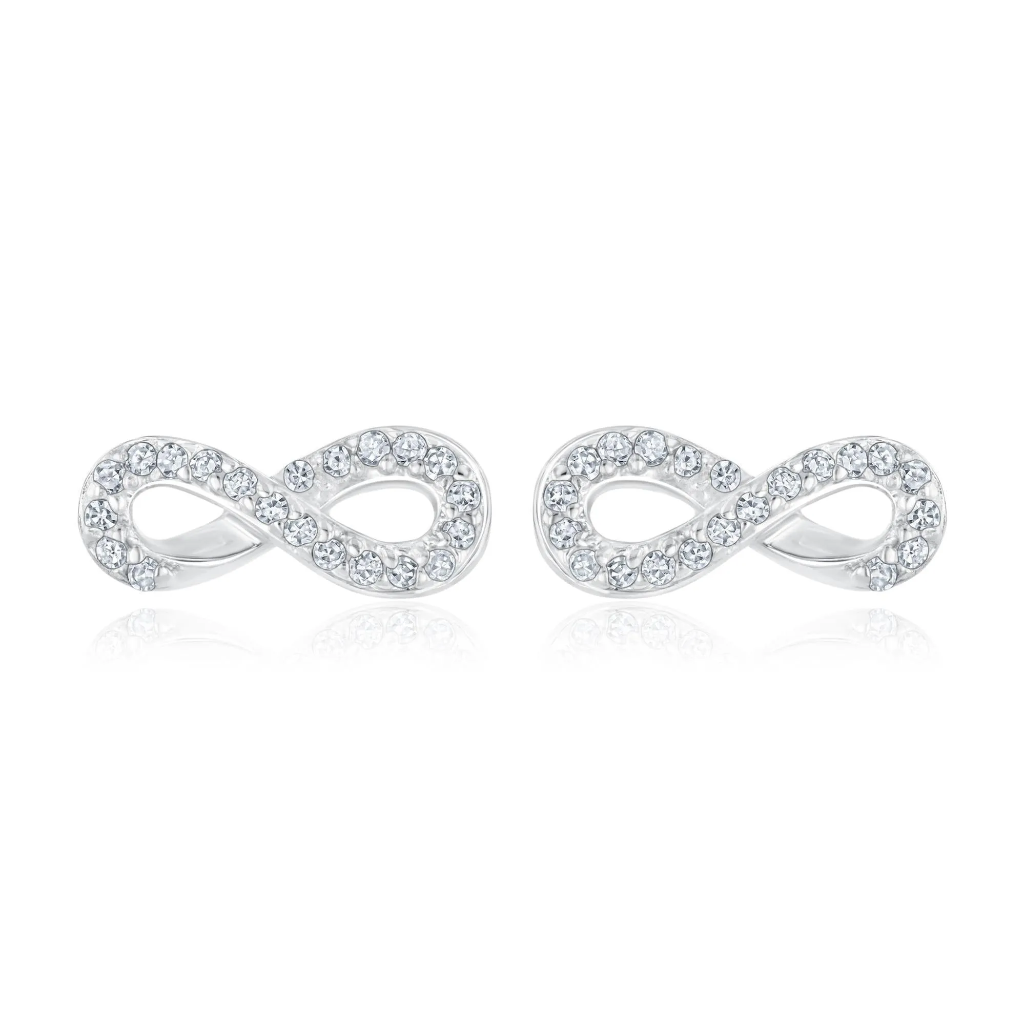 1/15ctw Diamond Sterling Silver Infinity Stud Earrings