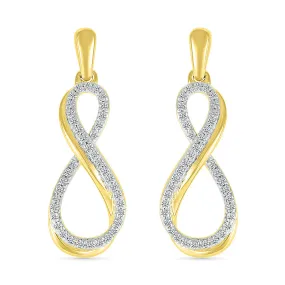 1/3ctw Diamond Infinity Yellow Gold Drop Earrings