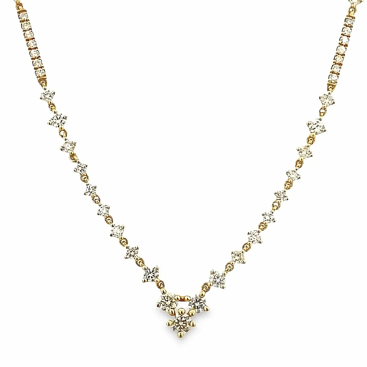 14K Studded Diamond Bar Necklace