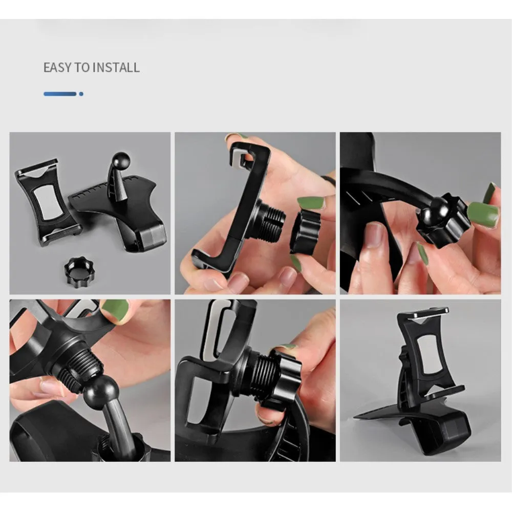 3 in 1 Car GPS Smartphone Holder: Dashboard / Visor Clamp   AC Grid Clip for HiSense Infinity H30 (2019) - Black