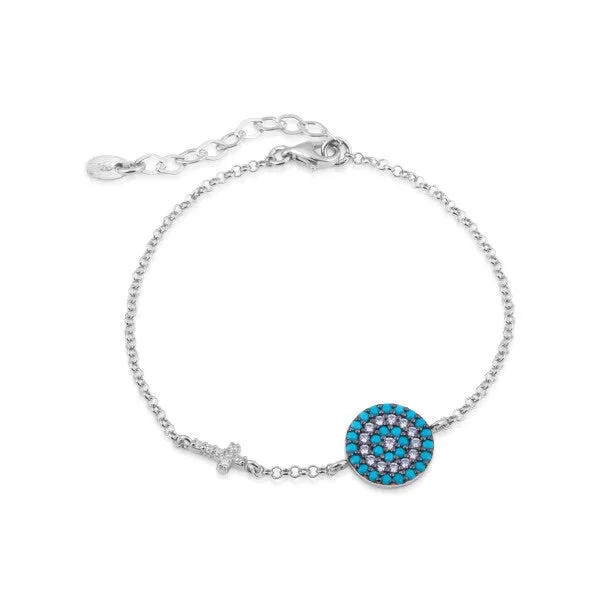 ALLEGRA EVIL EYE AND CROSS BRACELET