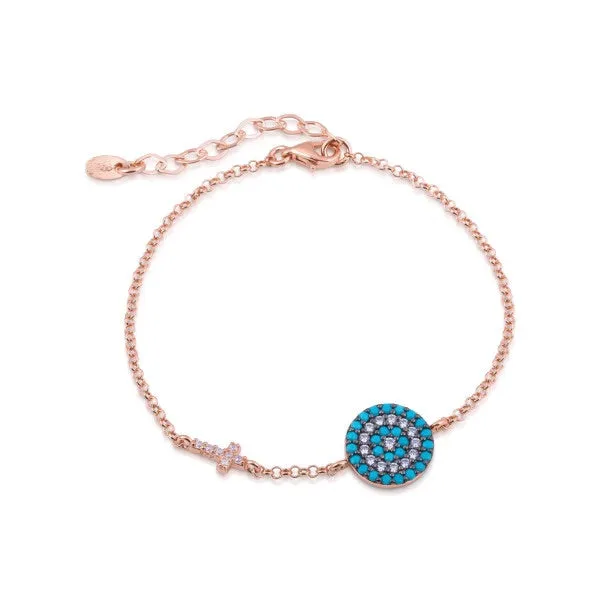 ALLEGRA EVIL EYE AND CROSS BRACELET