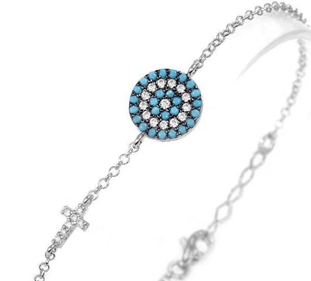 ALLEGRA EVIL EYE AND CROSS BRACELET
