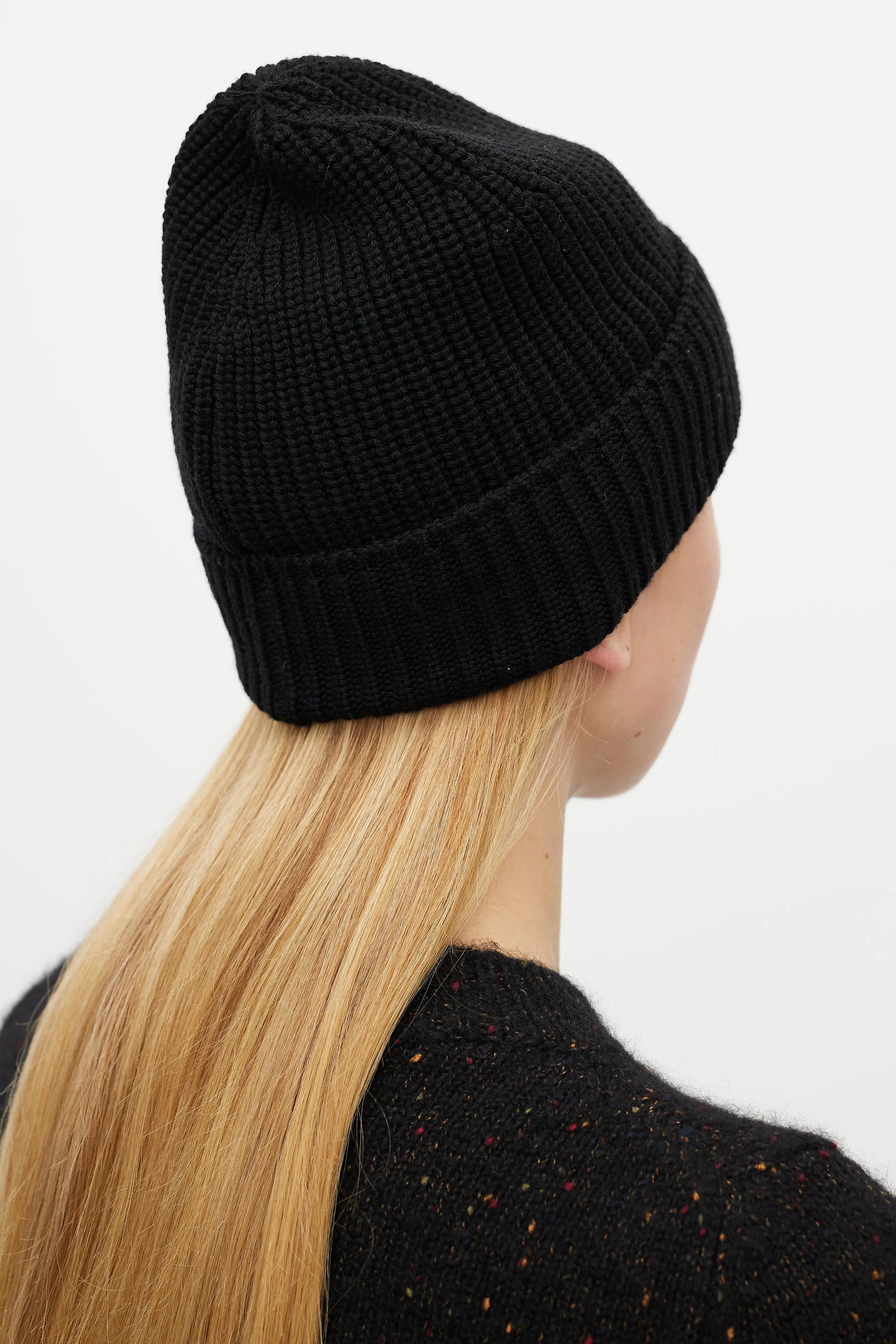 Black & Multicolour Wool Knit Beanie