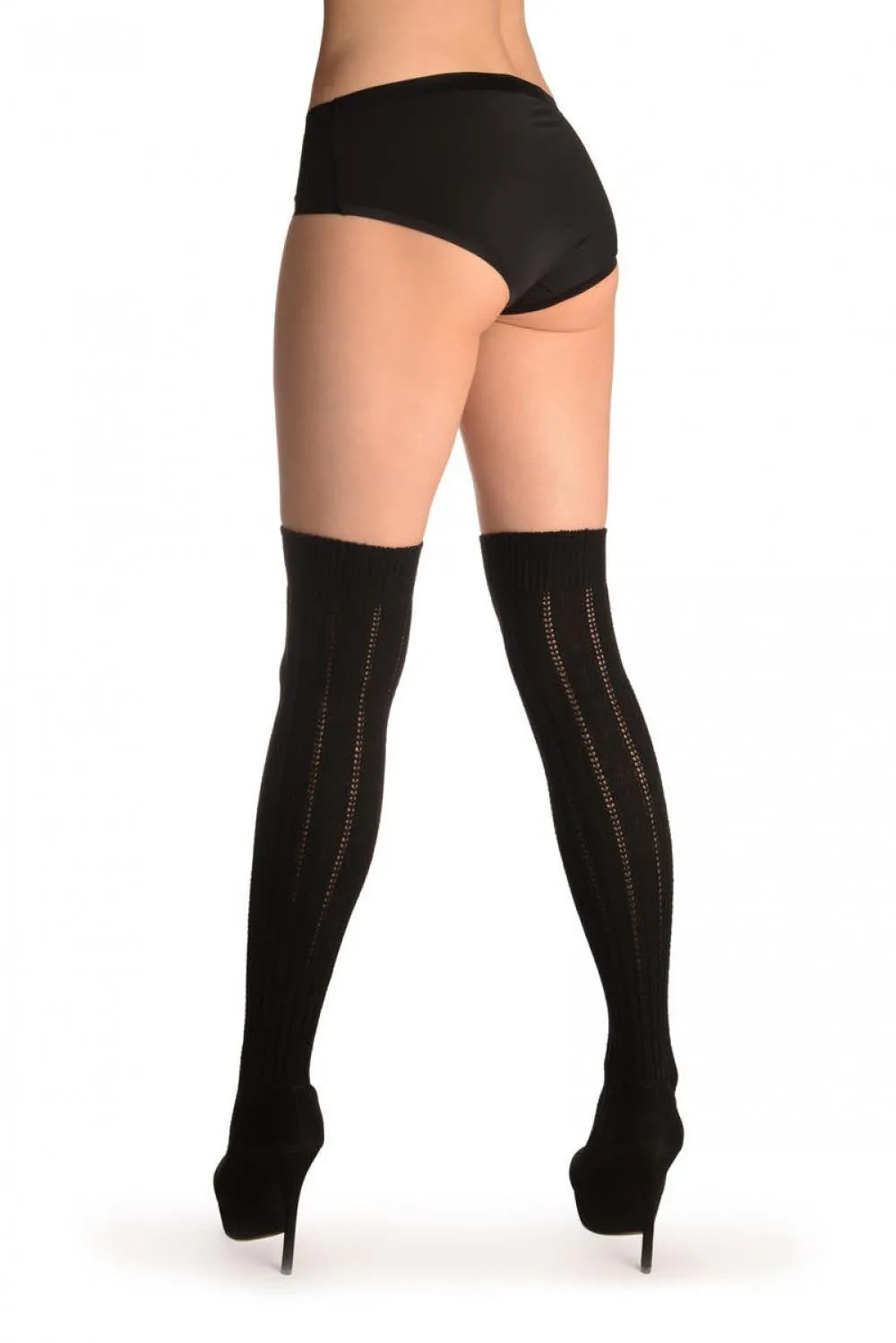Black Cotton Plaits & Stripes With Elasticated Top