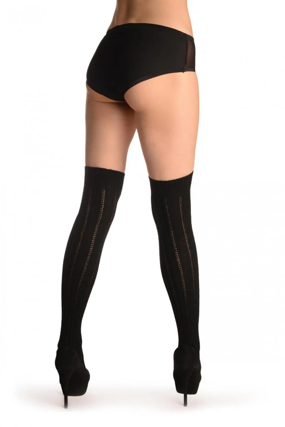 Black Cotton Plaits & Stripes With Elasticated Top