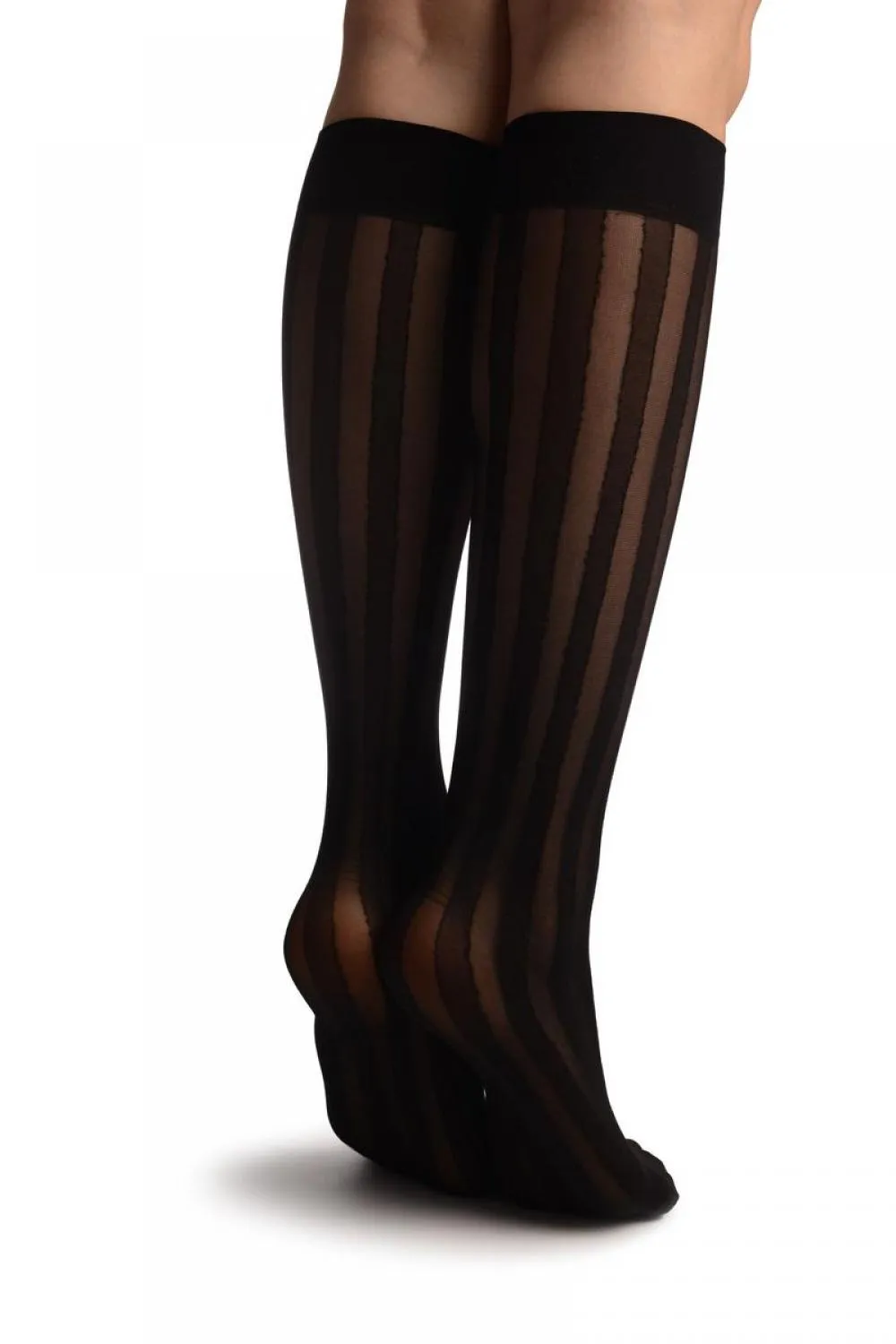 Black Vertical Stripes Knee High Socks