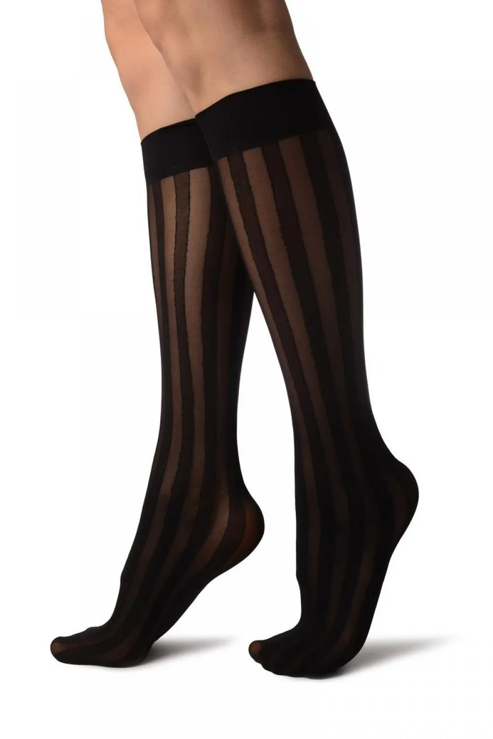 Black Vertical Stripes Knee High Socks