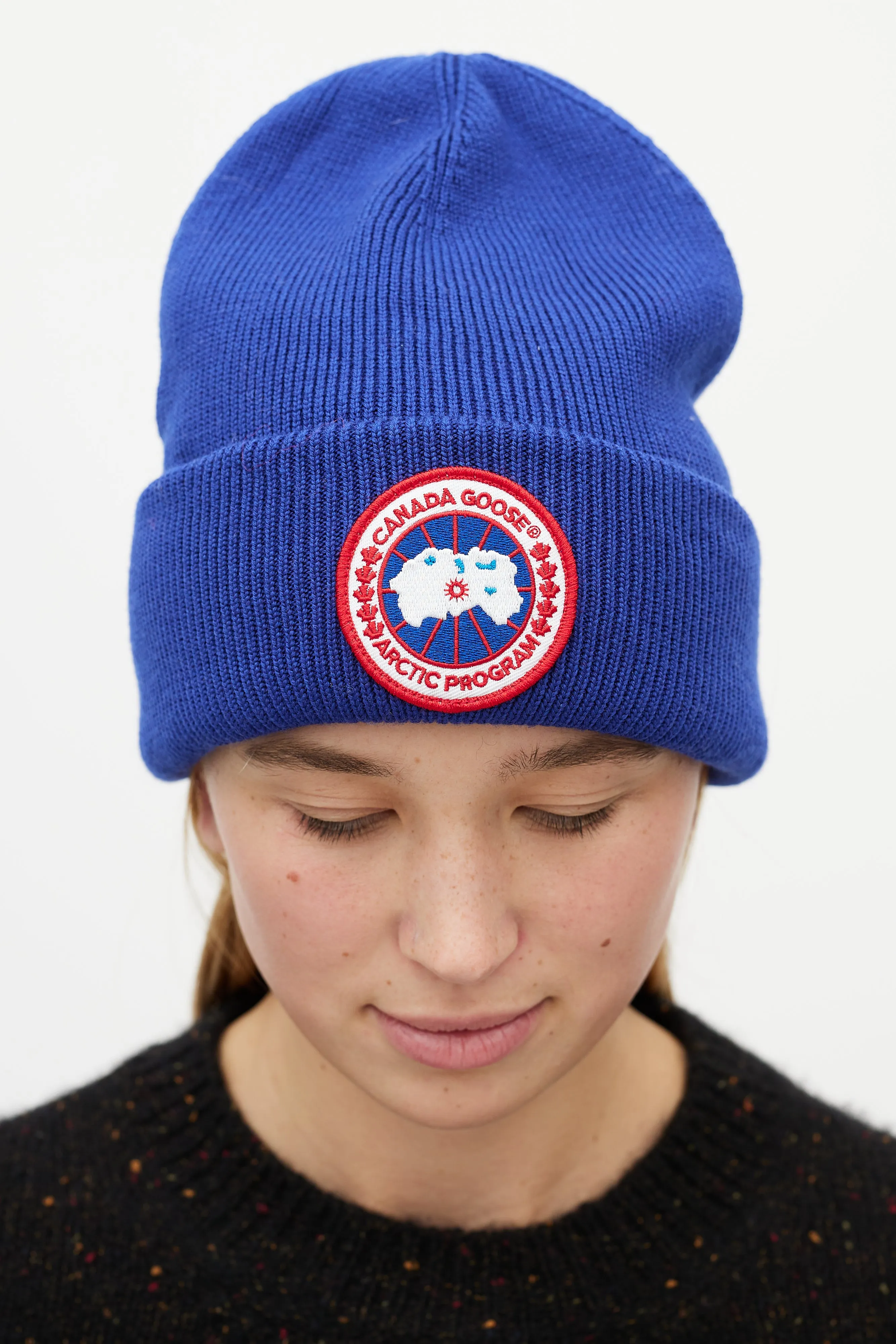 Blue & Multicolour Wool Knit Beanie