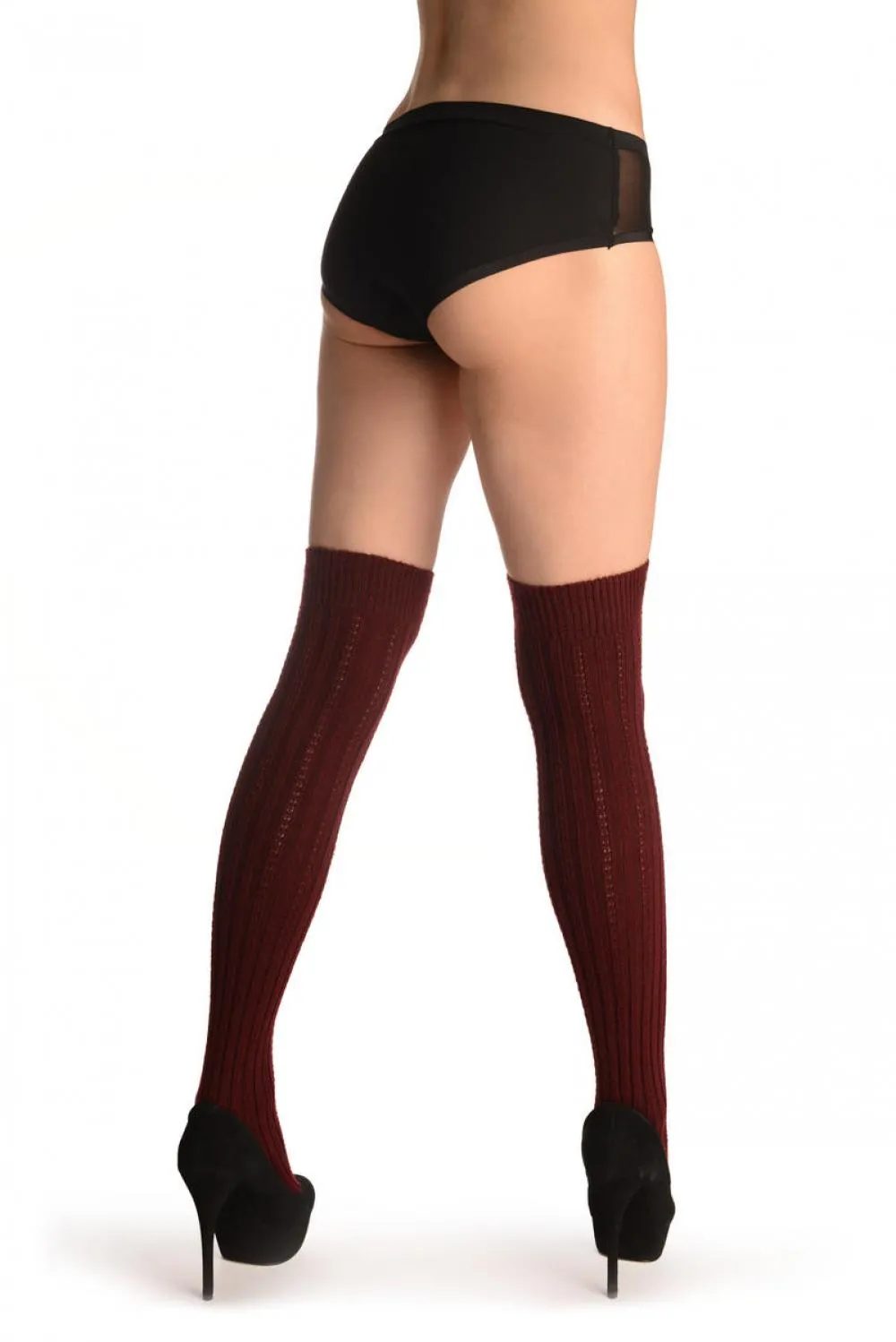 Burgundy Cotton Plaits & Stripes With Elasticated Top