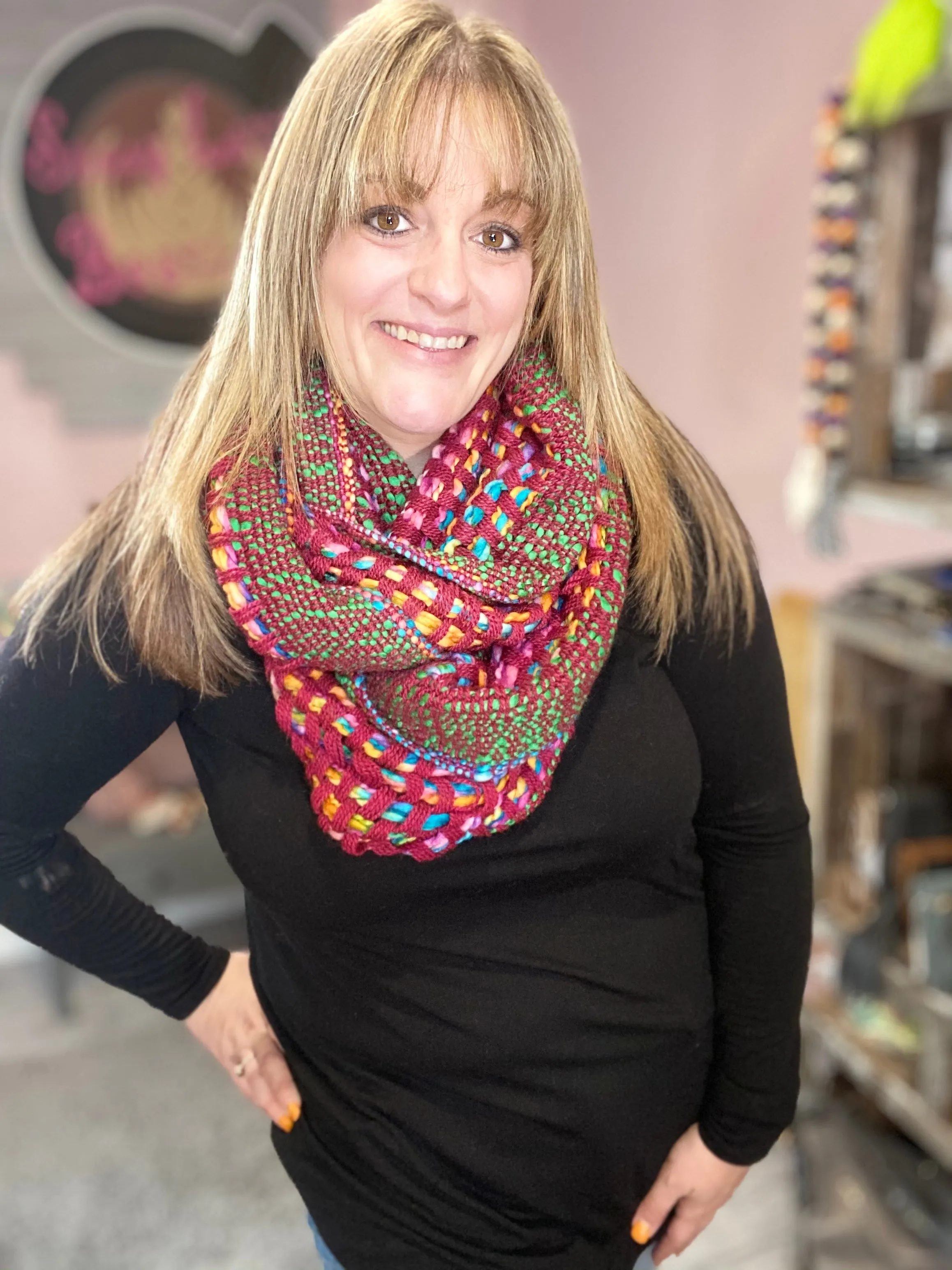 Colorful Loom Woven Infinity Scarf
