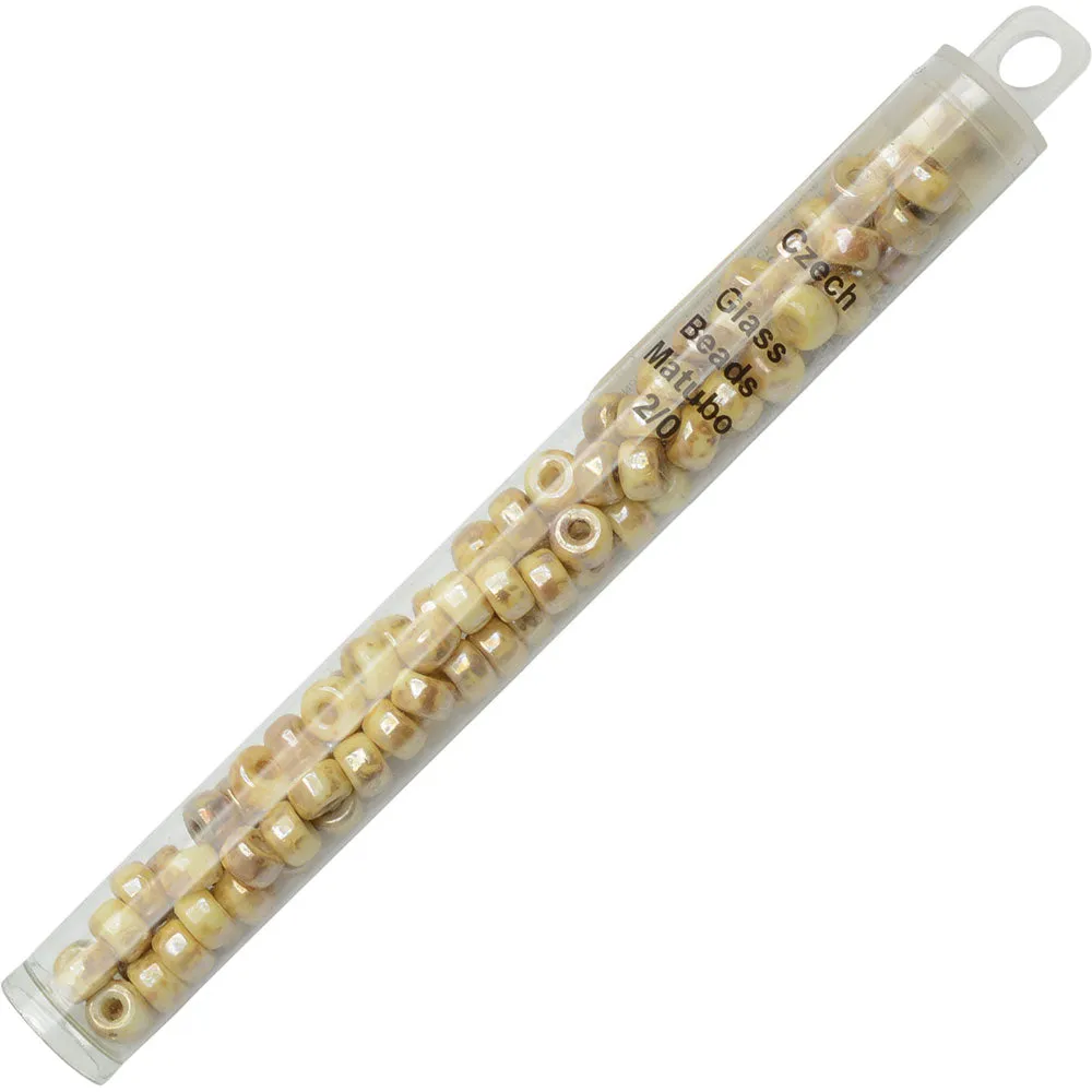 Czech Glass Matubo, 2/0 Seed Bead, Chalk Rembrandt (20 Gram Tube)