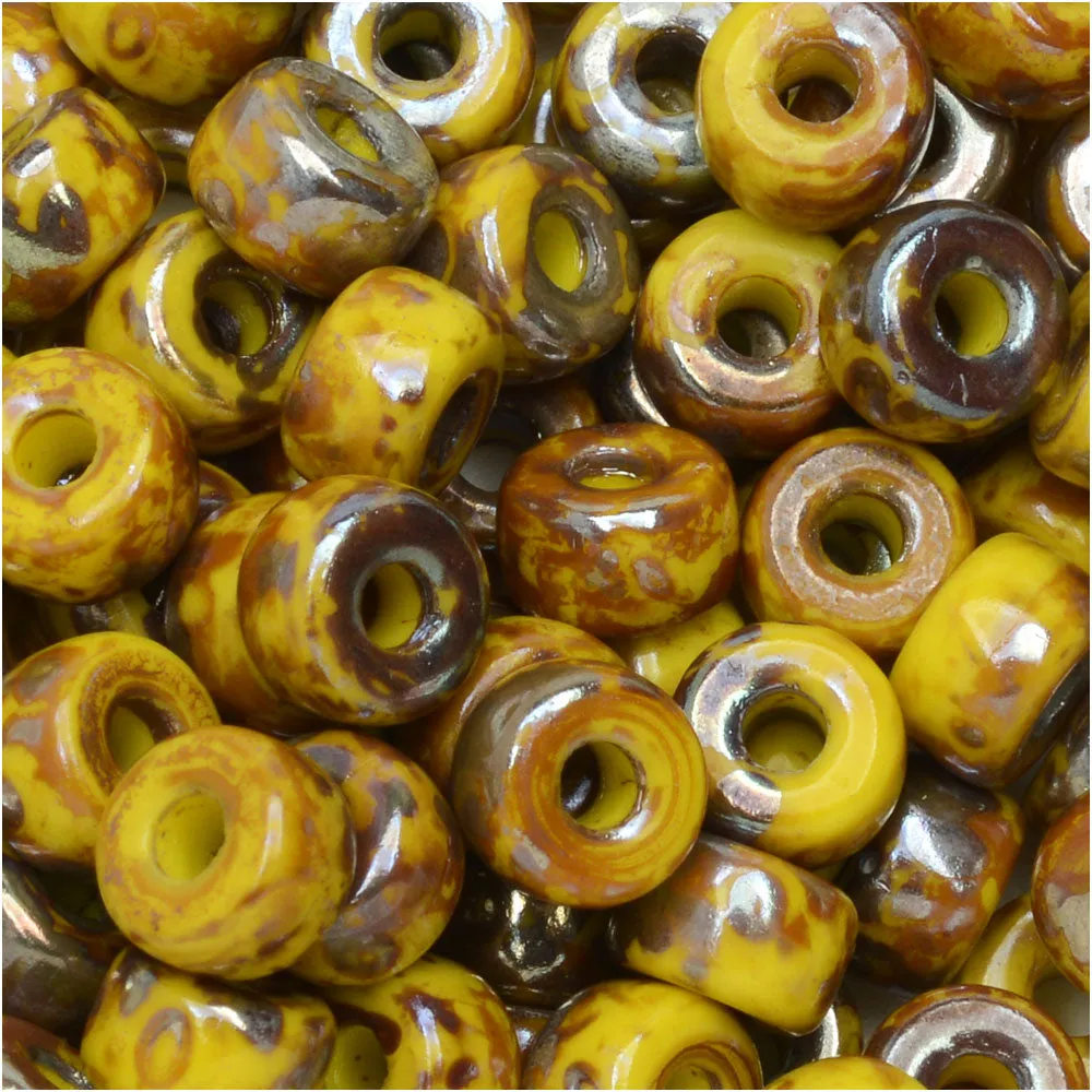 Czech Glass Matubo, 2/0 Seed Bead, Lemon Rembrandt (20 Gram Tube)