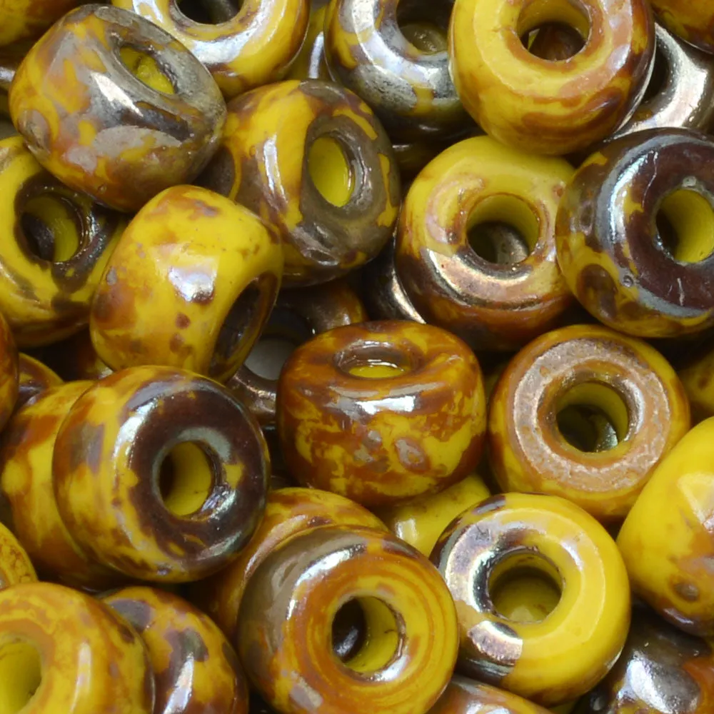 Czech Glass Matubo, 2/0 Seed Bead, Lemon Rembrandt (20 Gram Tube)