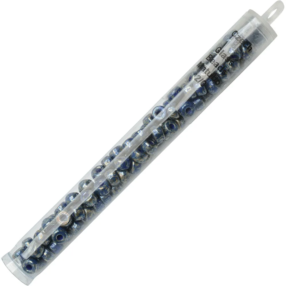 Czech Glass Matubo, 2/0 Seed Bead, Royal Blue Rembrandt (20 Gram Tube)