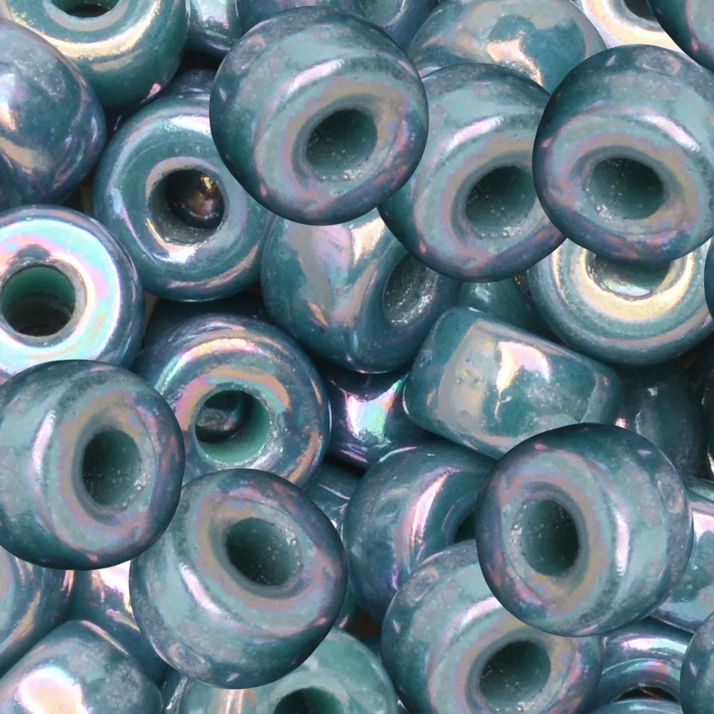 Czech Glass Matubo, 2/0 Seed Bead, Turquoise Green Nebula (20 Gram Tube)
