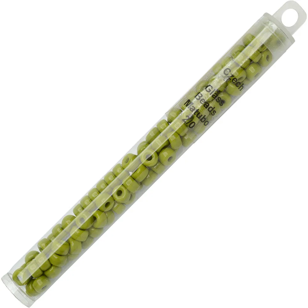 Czech Glass Matubo, 2/0 Seed Bead, Wasabi Opaque (20 Gram Tube)