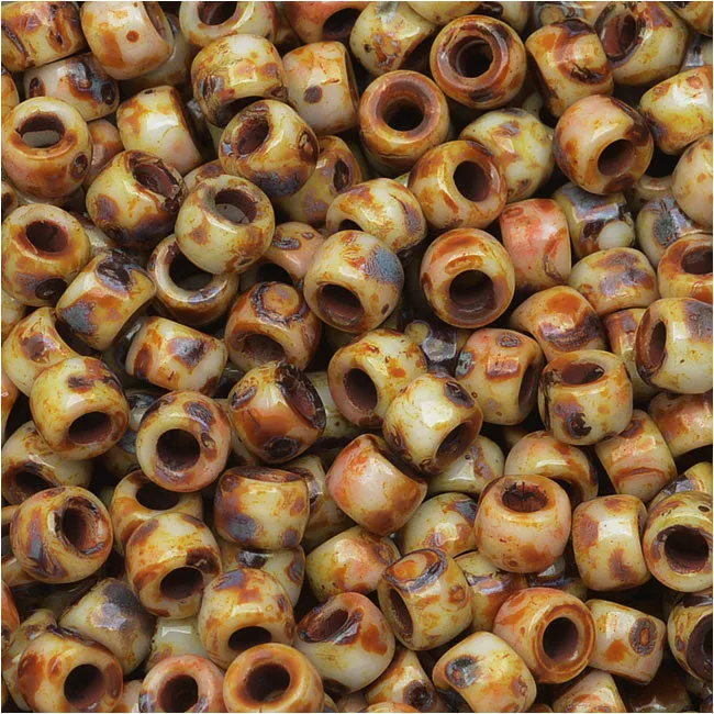 Czech Glass Matubo, 7/0 Seed Beads, Chalk Dark Travertine (7.5 Gram Tube)