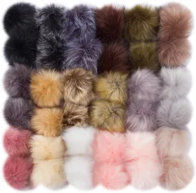 Faux Fur Pom Pom Balls with Elastic Loop - Small
