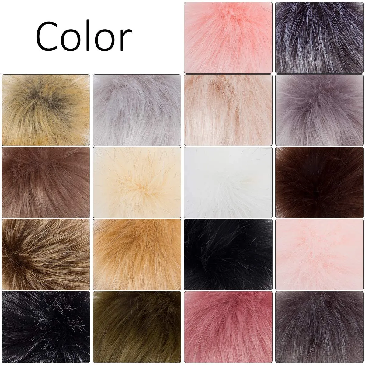 Faux Fur Pom Pom Balls with Elastic Loop - Small