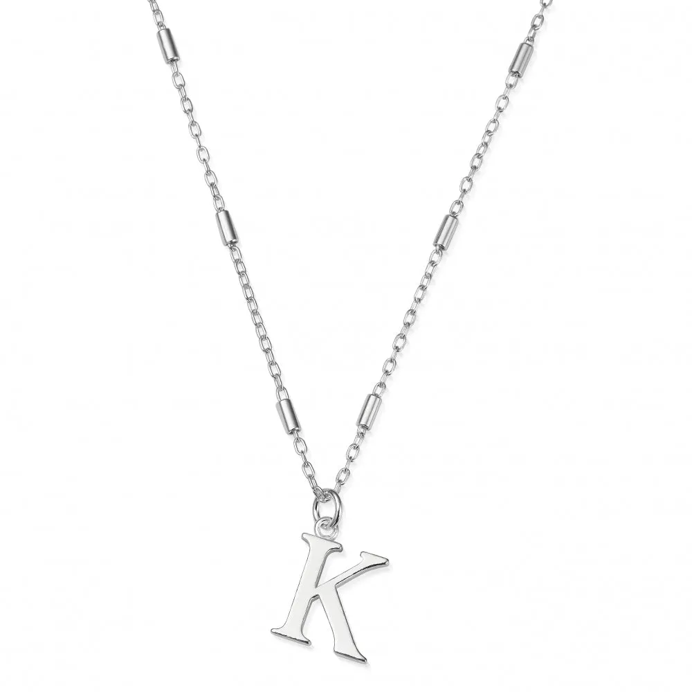 Initial Necklace - K - Silver - SNCC4040K