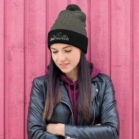 Jax Nutrition White Logo Pom-Pom Beanie