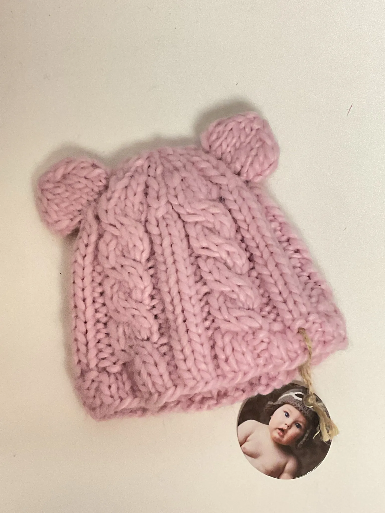 The Blueberry Hill Size NB Pink Cableknit Acrylic Infant Girls Hats