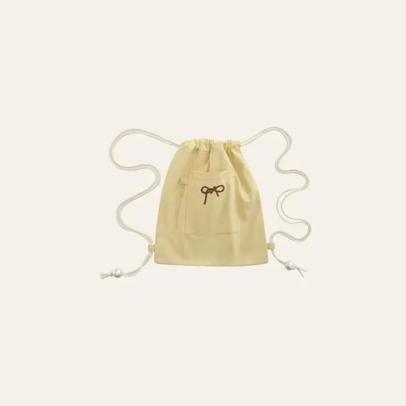 UAKISS  -  2024 Simple Pocket Bow Female Backpacks Y2k Aesthetic All Match Vintage Schoolbags Streetwear Fashion Drawstring Bags for Women