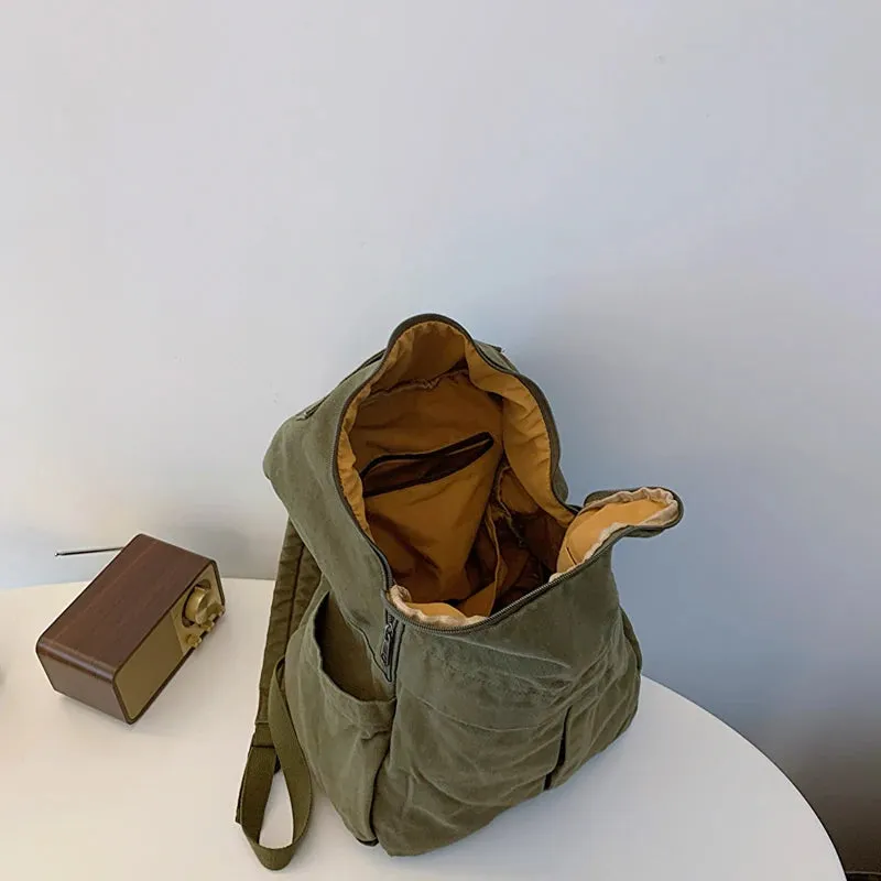 UAKISS  -  Design Women's Big Cloth Backpacks 2024 Y2K Korean Fashion Solid Color Backpack Lady Travel Simple Back Packs