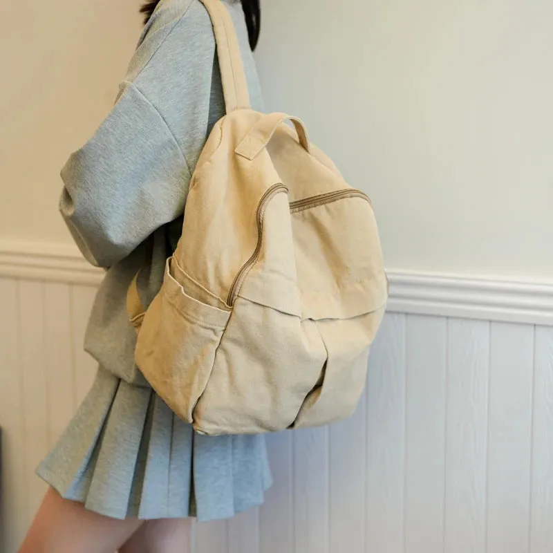 UAKISS  -  Design Women's Big Cloth Backpacks 2024 Y2K Korean Fashion Solid Color Backpack Lady Travel Simple Back Packs