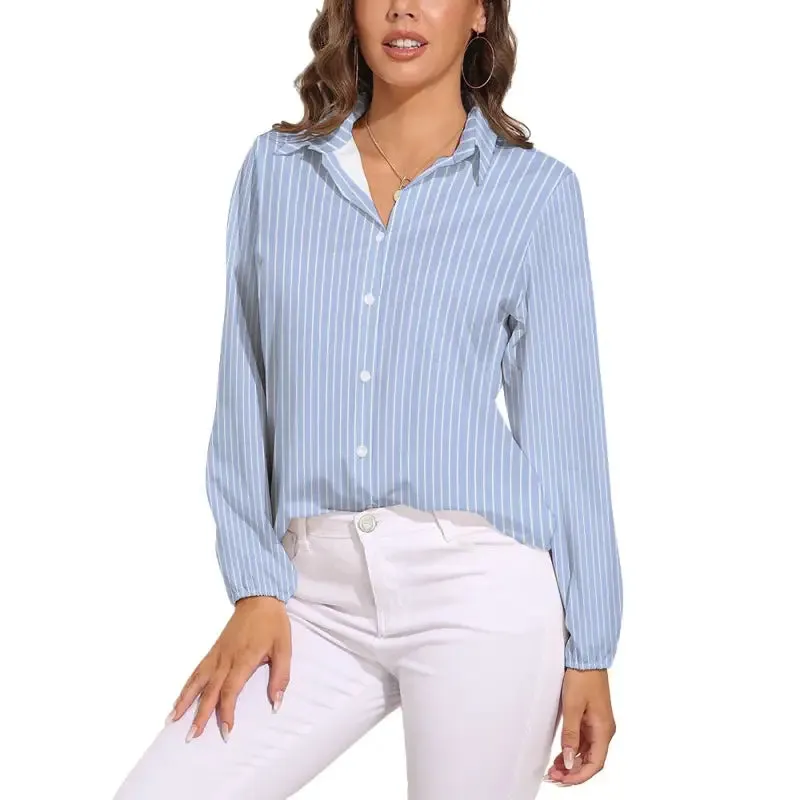 Unleash Effortless Elegance with Our Women's Blue Striped Blouse