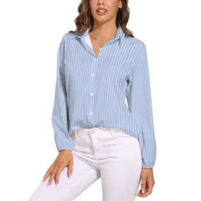 Unleash Effortless Elegance with Our Women's Blue Striped Blouse